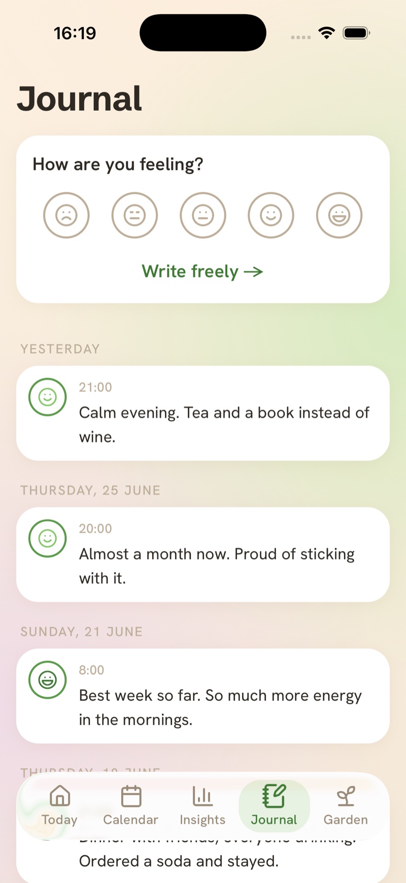 Mood journal